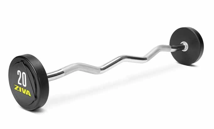 ZVO Solid Steel Urethane EZ Curl Barbell ZIVA ZVO