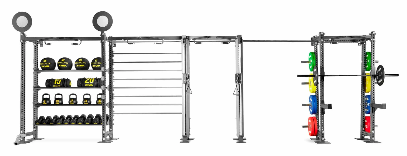 XP Wall Storage Rack + Training Bars + XP Wall Cable + Single Pull Up Bar + XP Wall Half Rack ZIVA XP Wall System